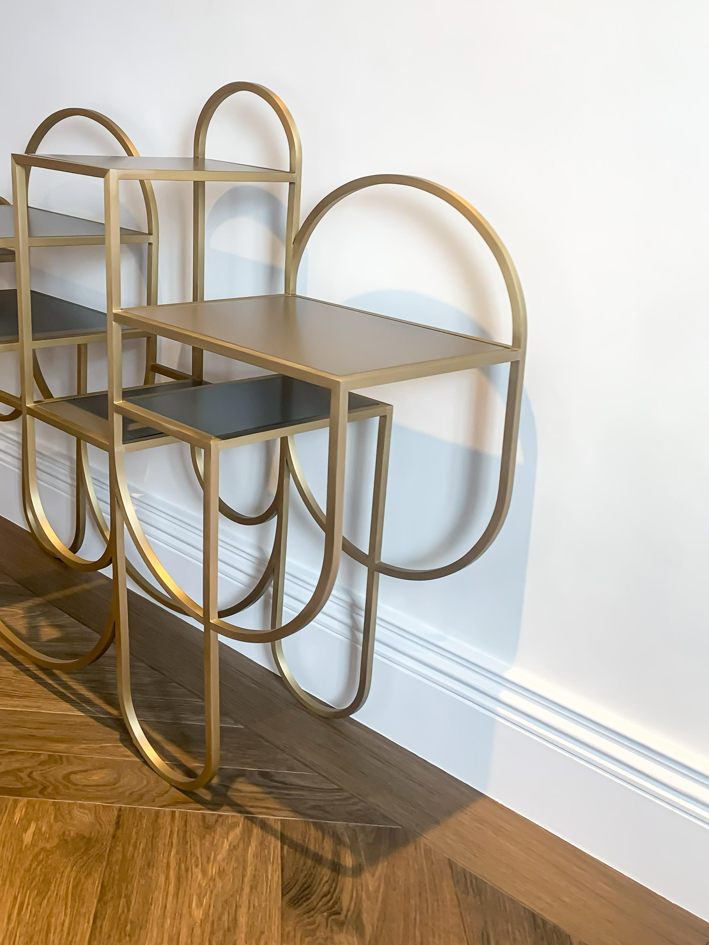 Portuguese Contemporary Design Brushed Brass Book Shelf 'Apollo' by Lara Bohinc For Sale