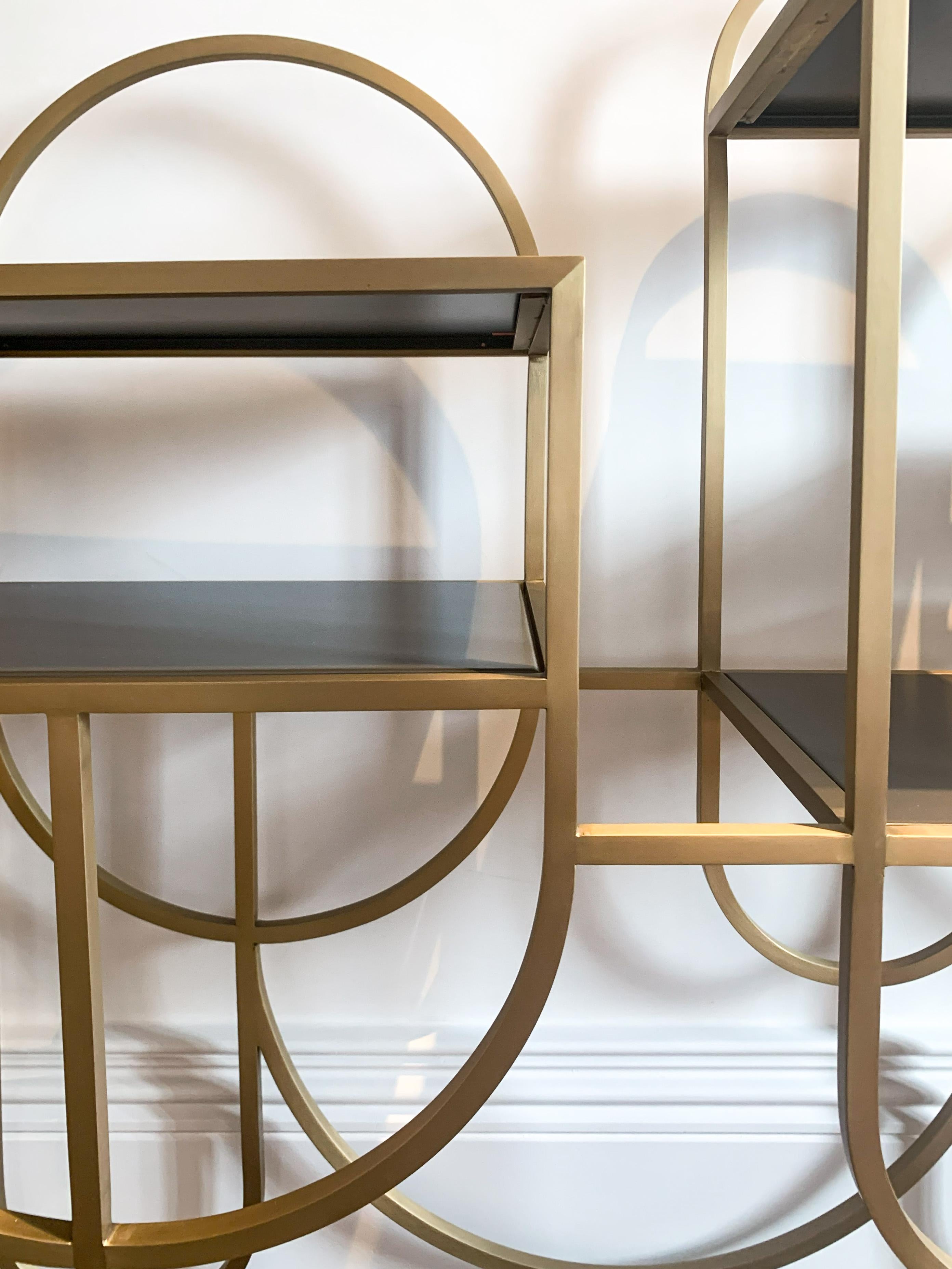Powder-Coated Contemporary Design Brushed Brass Book Shelf 'Apollo' by Lara Bohinc For Sale