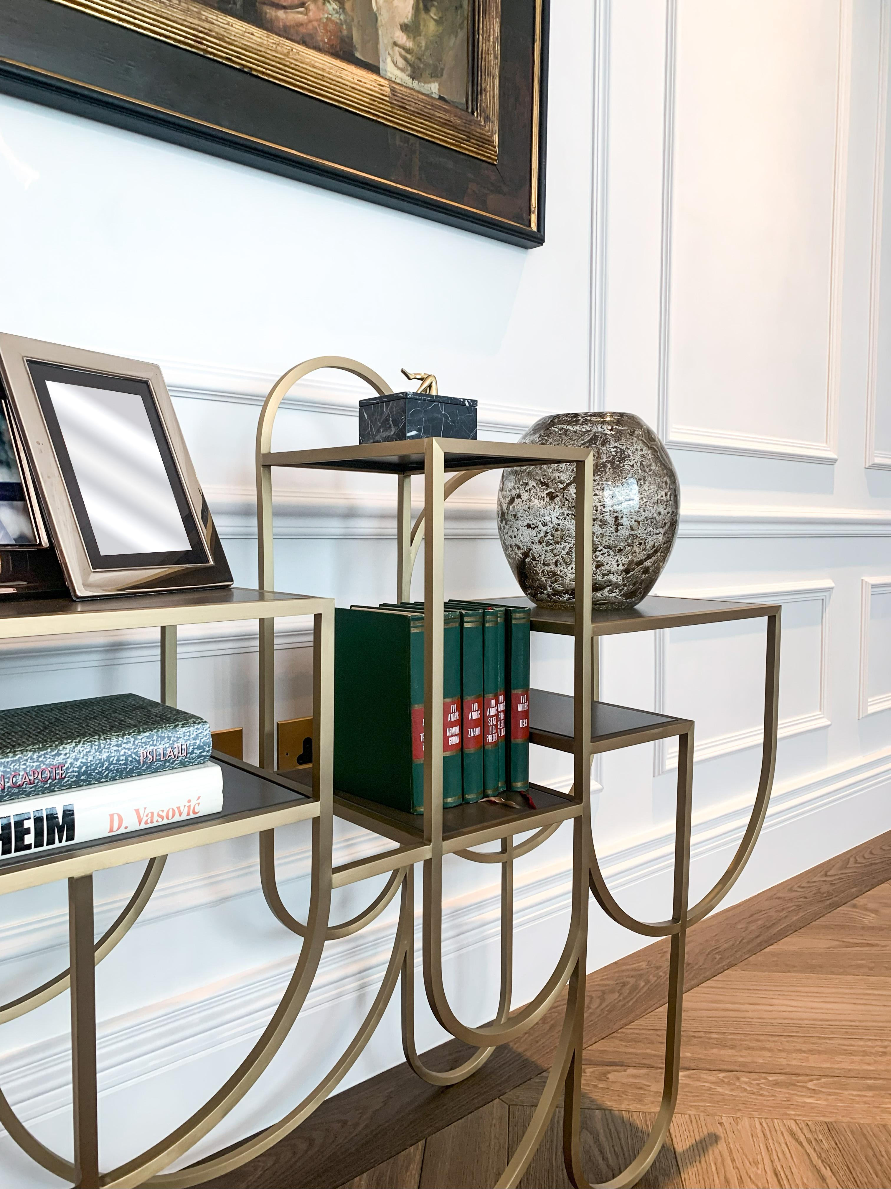 Contemporary Design Brushed Brass Book Shelf 'Apollo' by Lara Bohinc For Sale 3