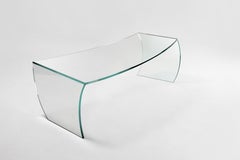 Tavolino da Caffè Centro Cocktail Tutto Vetro Forma Curva Design da Collezione Italia