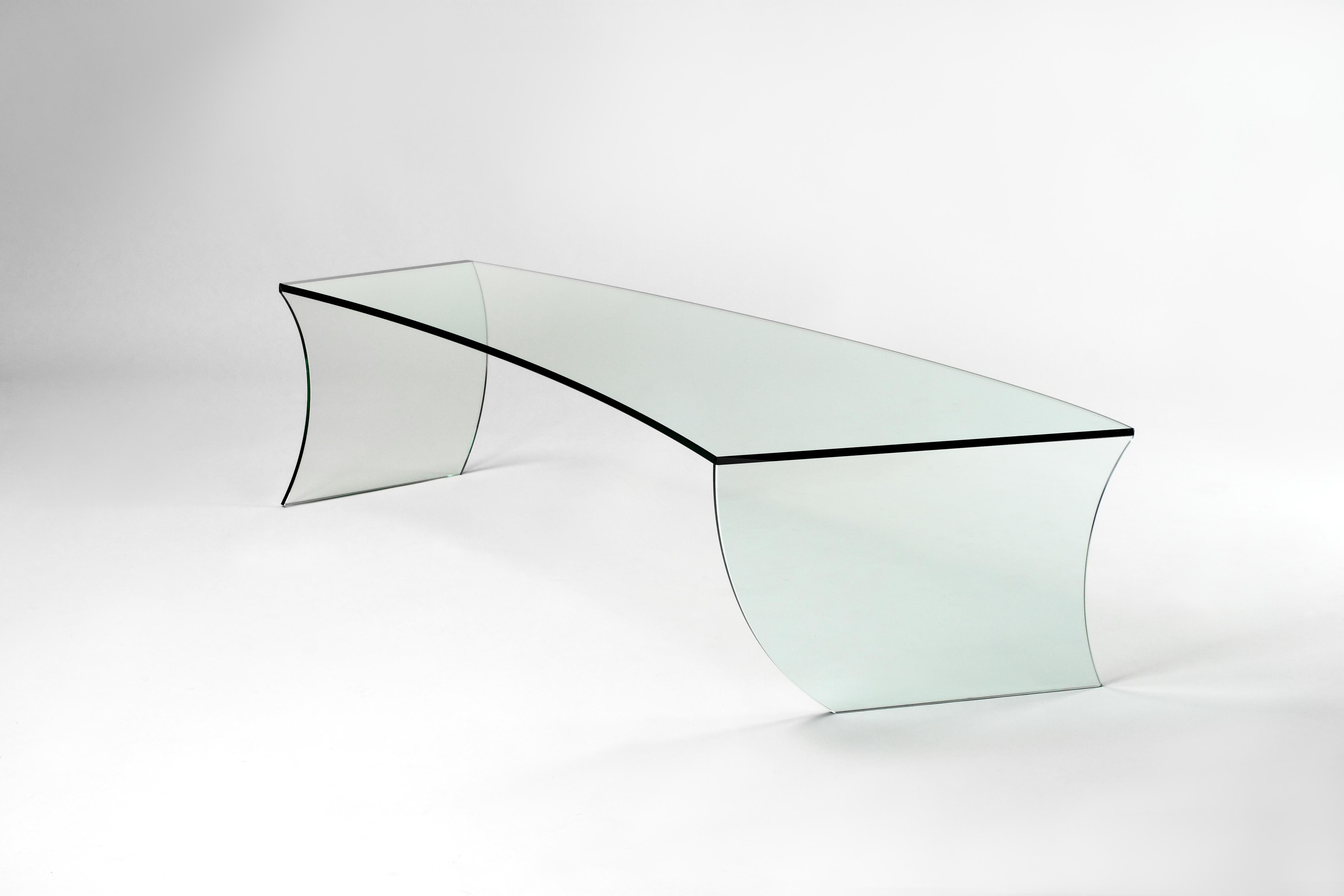 glass curved coffee table