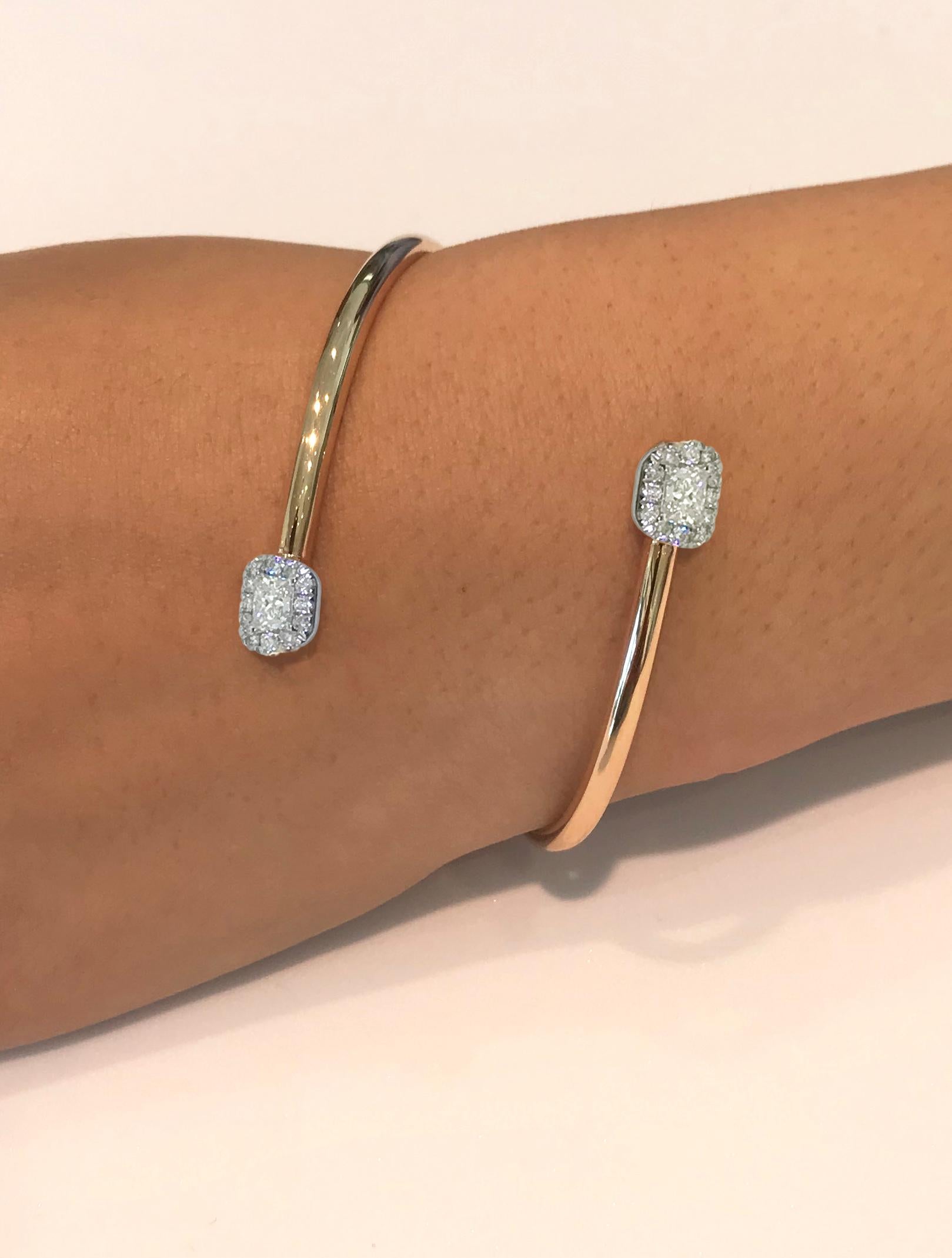 Modern Contemporary Design Diamond Cuff Bracelet For Sale