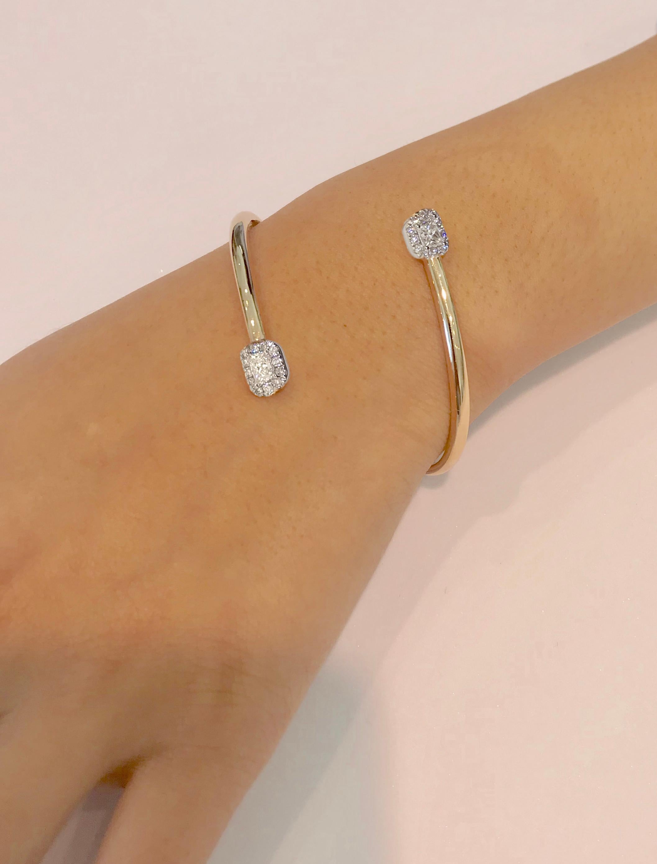 French Cut Contemporary Design Diamond Cuff Bracelet For Sale