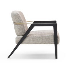 Contemporary Design, Iconic Armchair in Fabric with Metal Accents V221