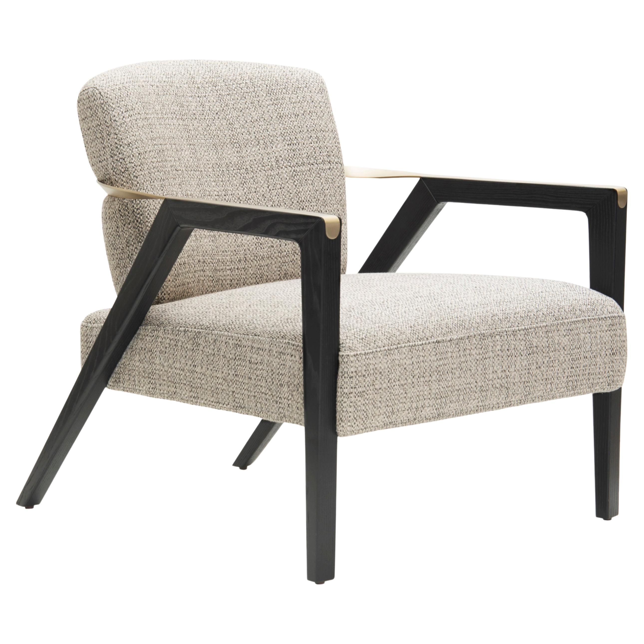 Contemporary Design, Iconic Armchair in Fabric with Metal Accents V221 For Sale