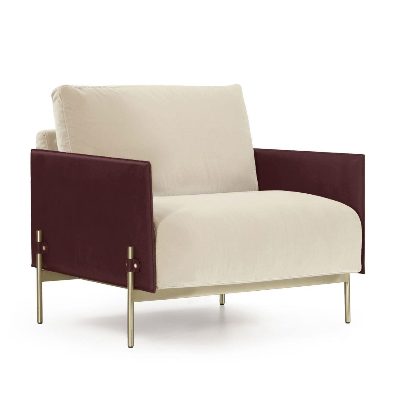 Acier Design Contemporary, Iconic Armchair en cuir Saddle naturel V215 en vente