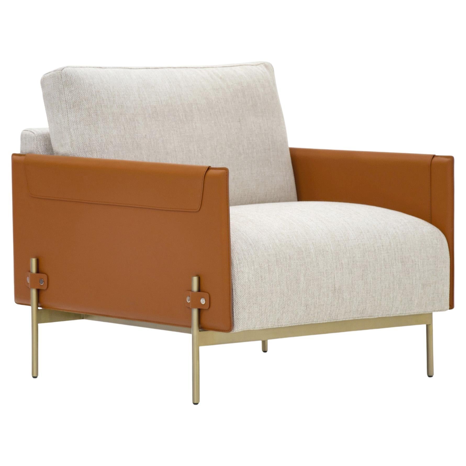 Contemporary Design, Iconic Armchair in Natural Saddle Leather V215 For Sale