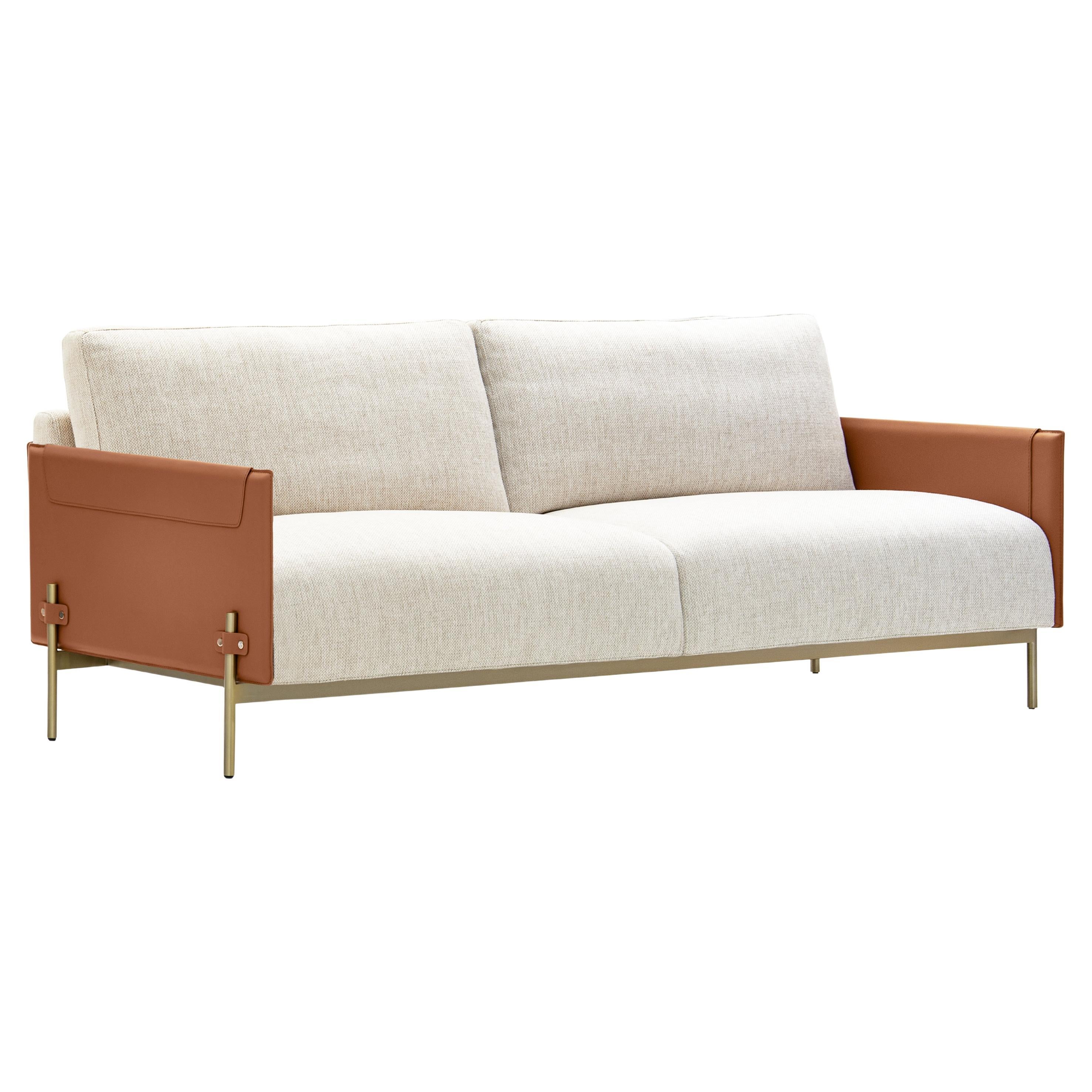 Contemporary Design, Iconic Sofa in Natural Saddle Leather V215  For Sale
