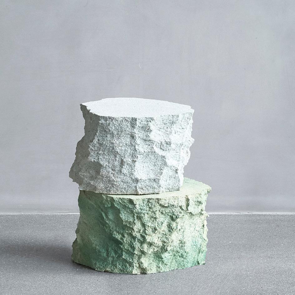 One-off a kind - Contemporary Design, Meadow Block side tables embody the surface of stone and rocks.
Made by the art and design duo Andredottir & Bobek

They have in this collection imitated landscape with artificial materials and created an