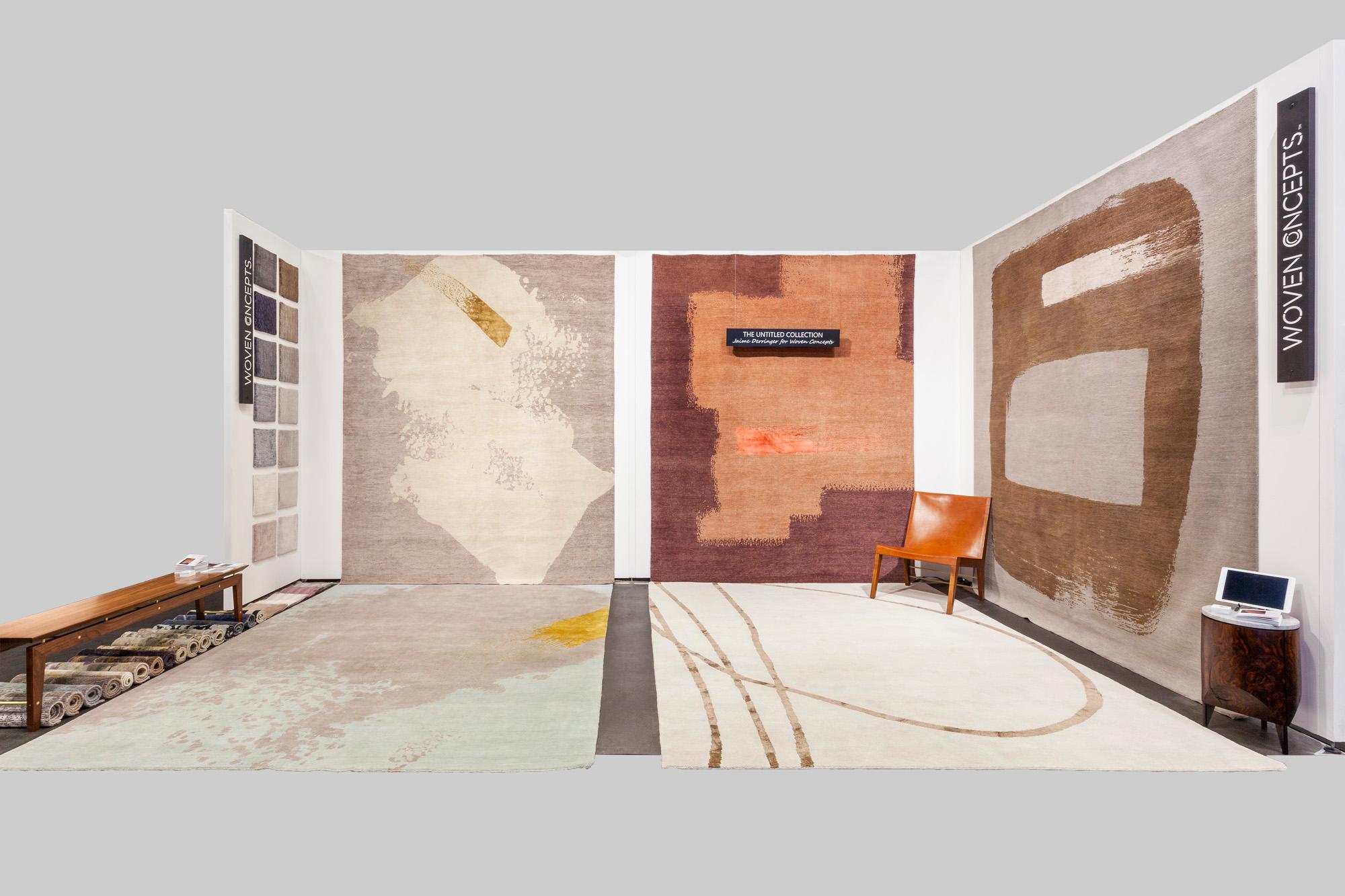 Handgeknüpfter Teppich aus burgunderroter, pfirsichfarbener und korallenfarbener Wolle im zeitgenössischen Design (21. Jahrhundert und zeitgenössisch) im Angebot