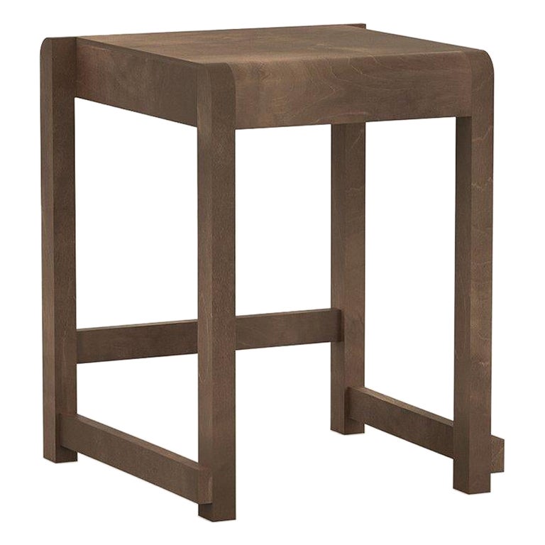 Contemporary Design Scandinavian Low Stool 01 in Dark Wood