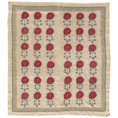 Contemporary Design, Turkmen Arabachi Coat, Suzani Textile Handmade Silk Flowers