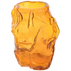 Contemporary Design Unique Glass 'Mountain' Vase by Fos, Amber