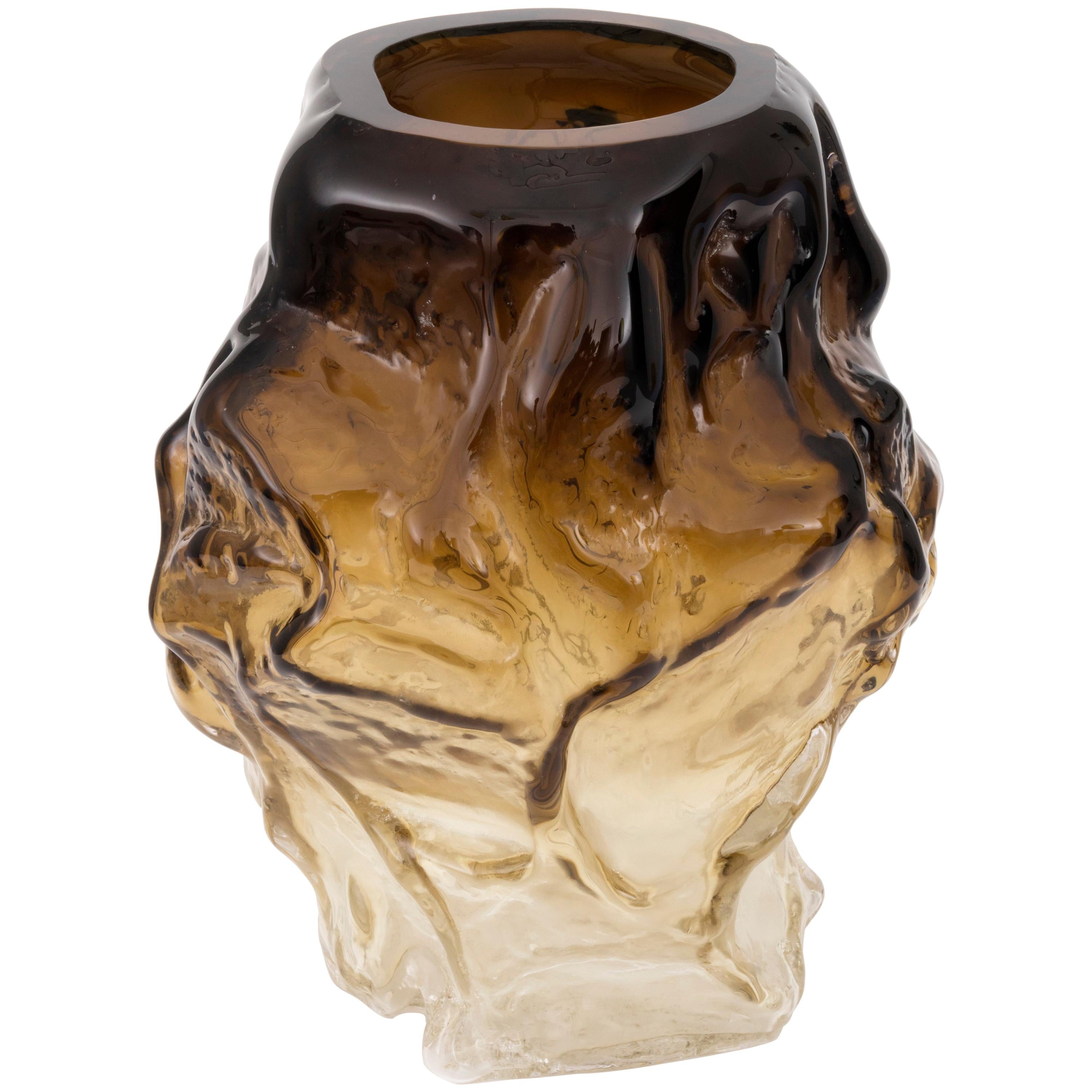 Contemporary Design Unique Glass 'Mountain' Vase by Fos, Brown Ombré For  Sale at 1stDibs | fos vase