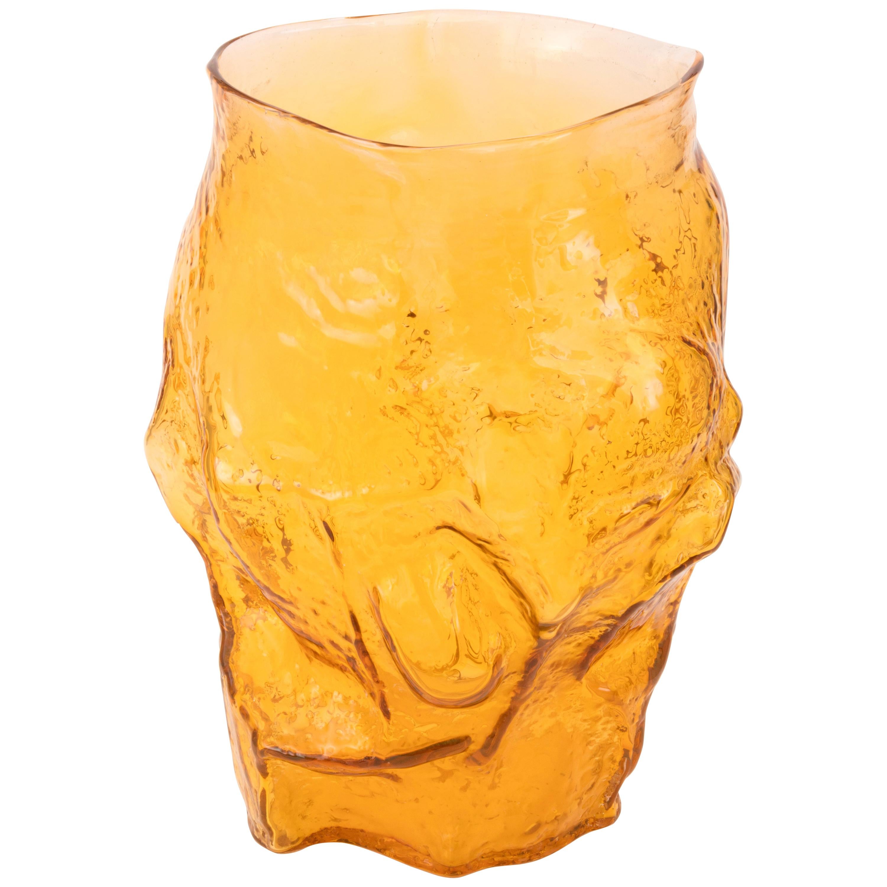 Contemporary Design Unique Glass 'Mountain' Vase by Fos, Butterscotch