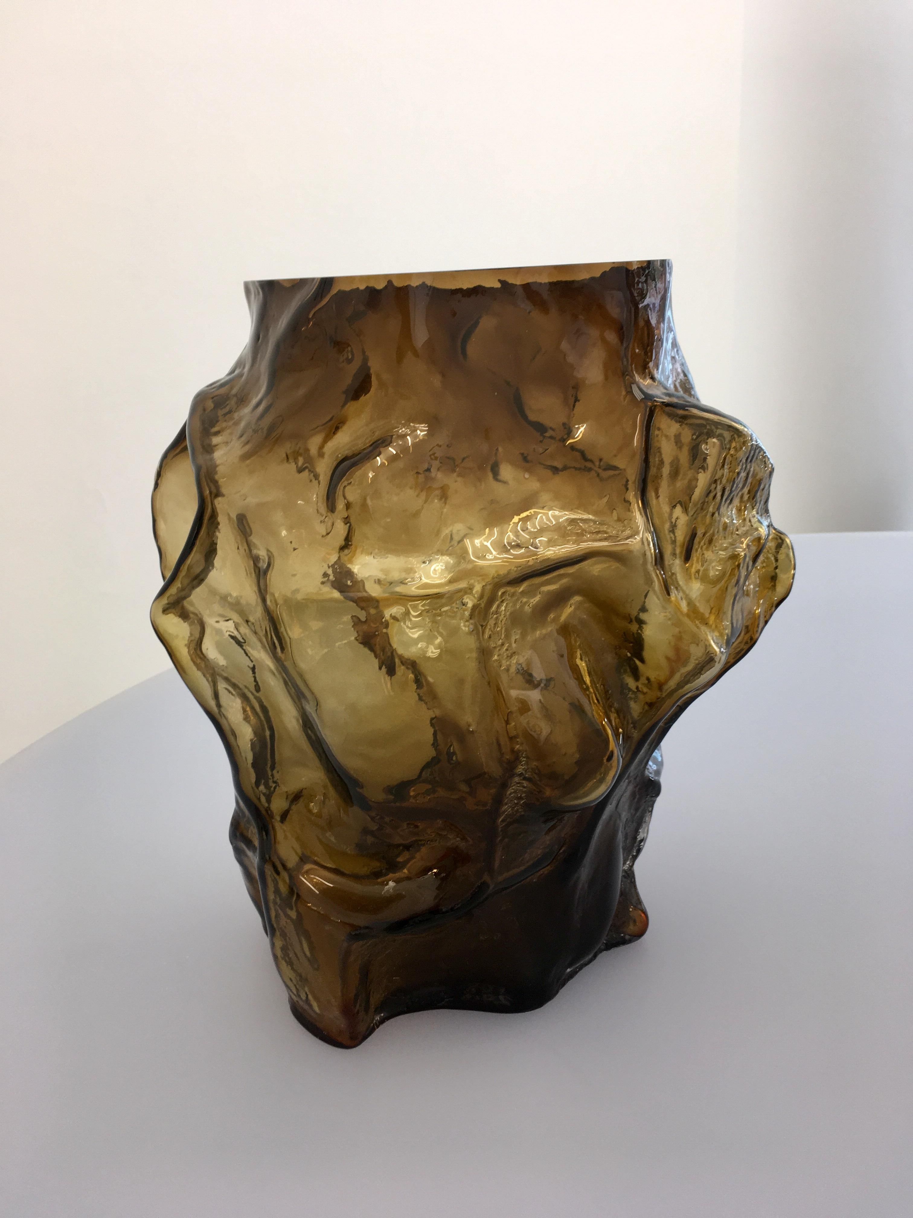 Moulded and then mouth blown glass

One of a kind

The Mountain vases by FOS embody the surface of the mountain, calibrated to the size of human interiors. FOS explains, “It’s limited what references an object into a vase, other than a flower: A