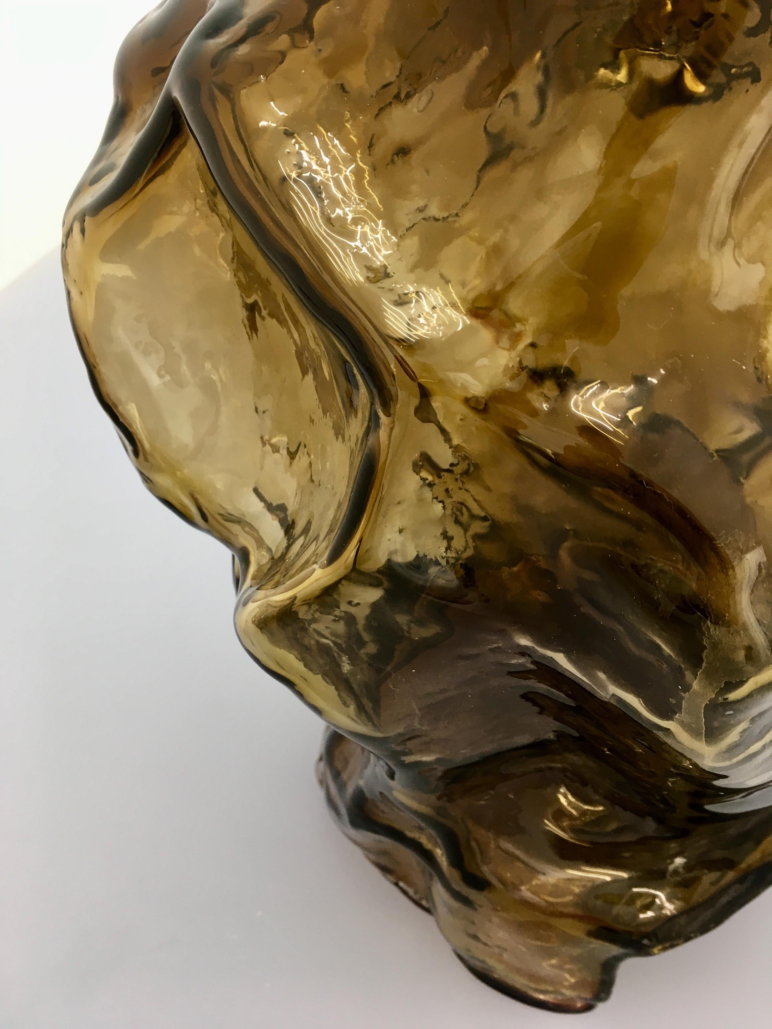 Danish Contemporary Design Unique Glass 'Mountain' Vase by Fos, Caramel