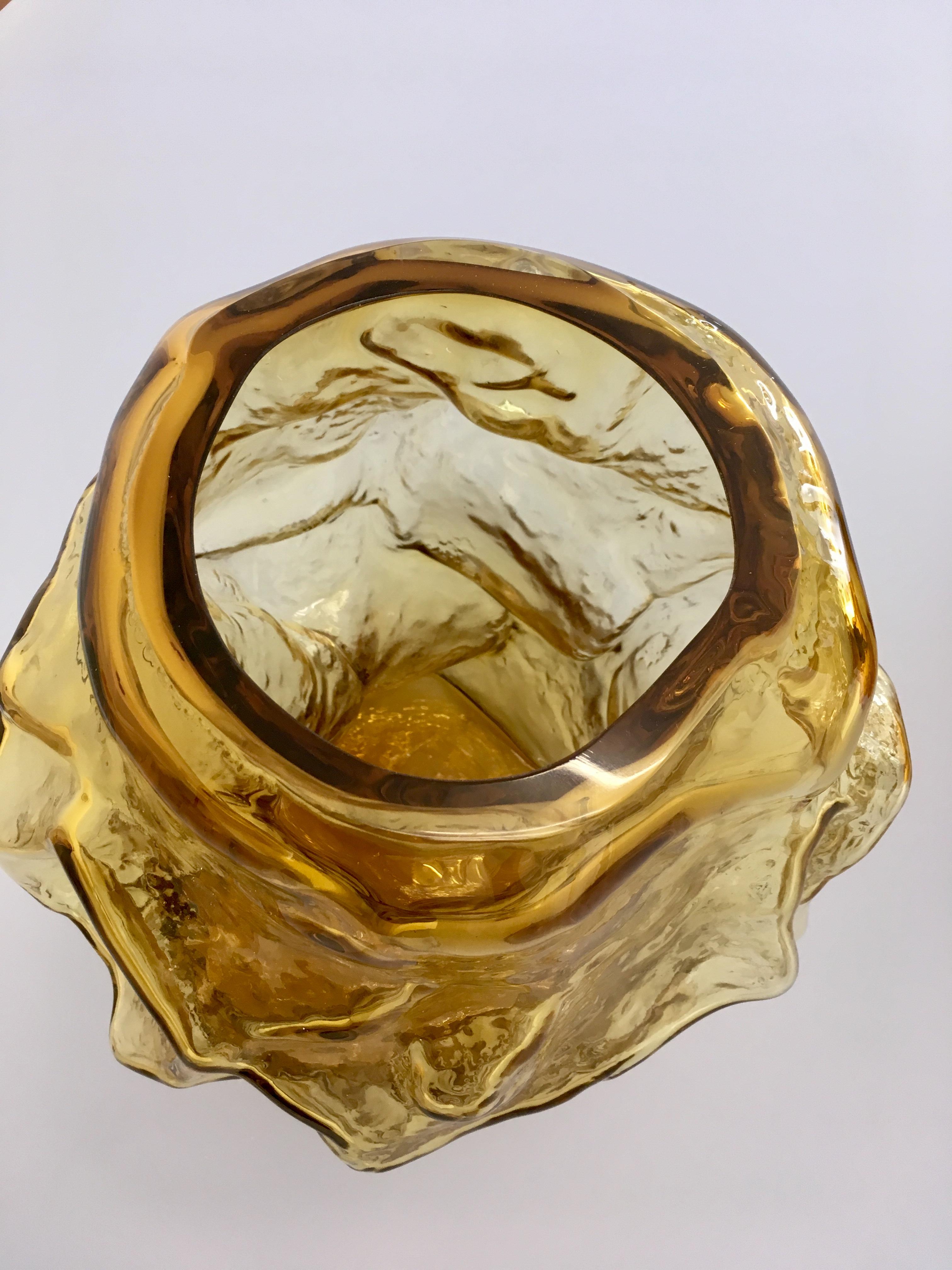 Post-Modern Contemporary Design Unique Glass 'Mountain' Vase by Fos, Cider