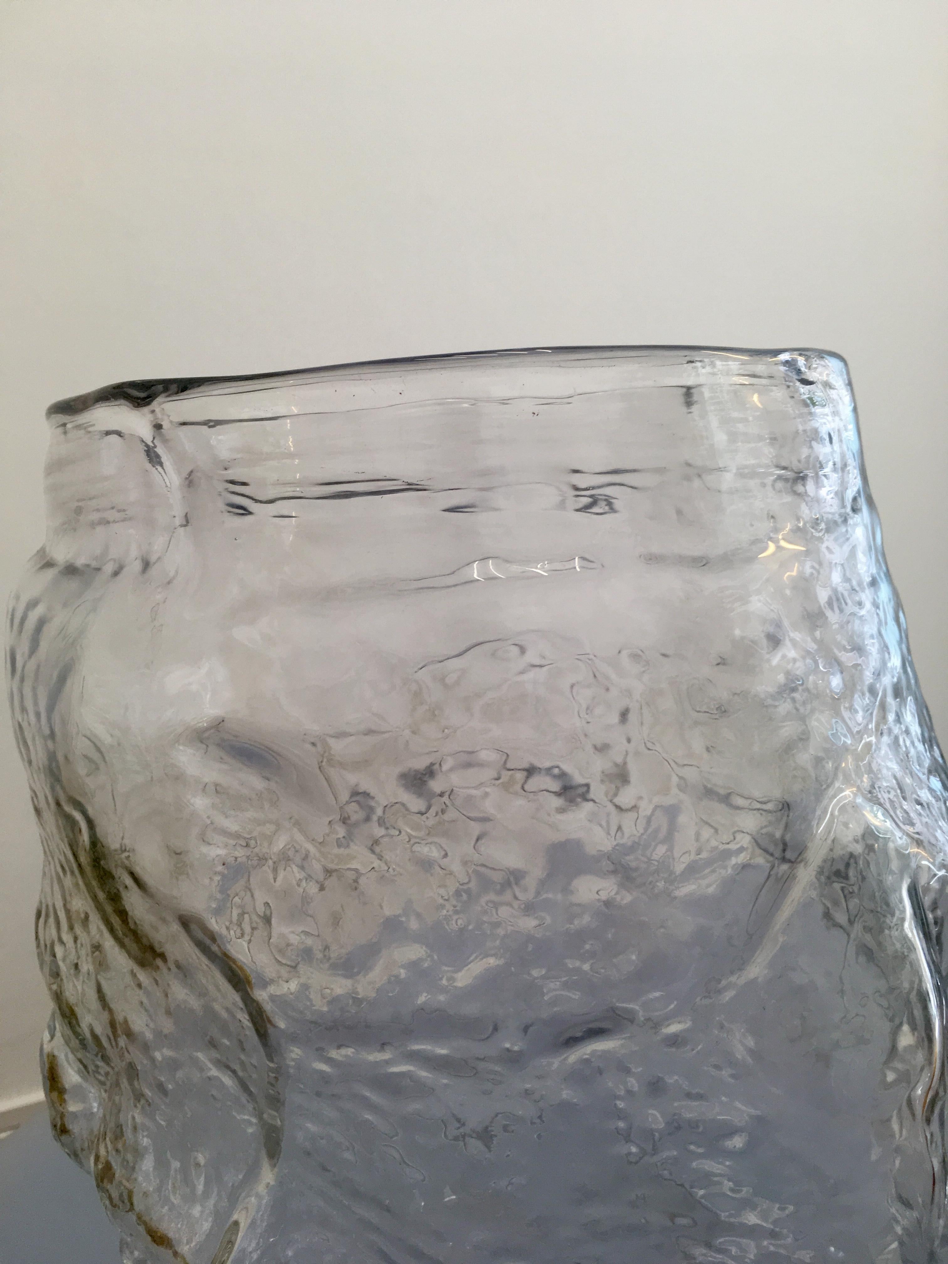 Danish Contemporary Design Unique Glass 'Mountain' Vase by FOS - Clear For Sale