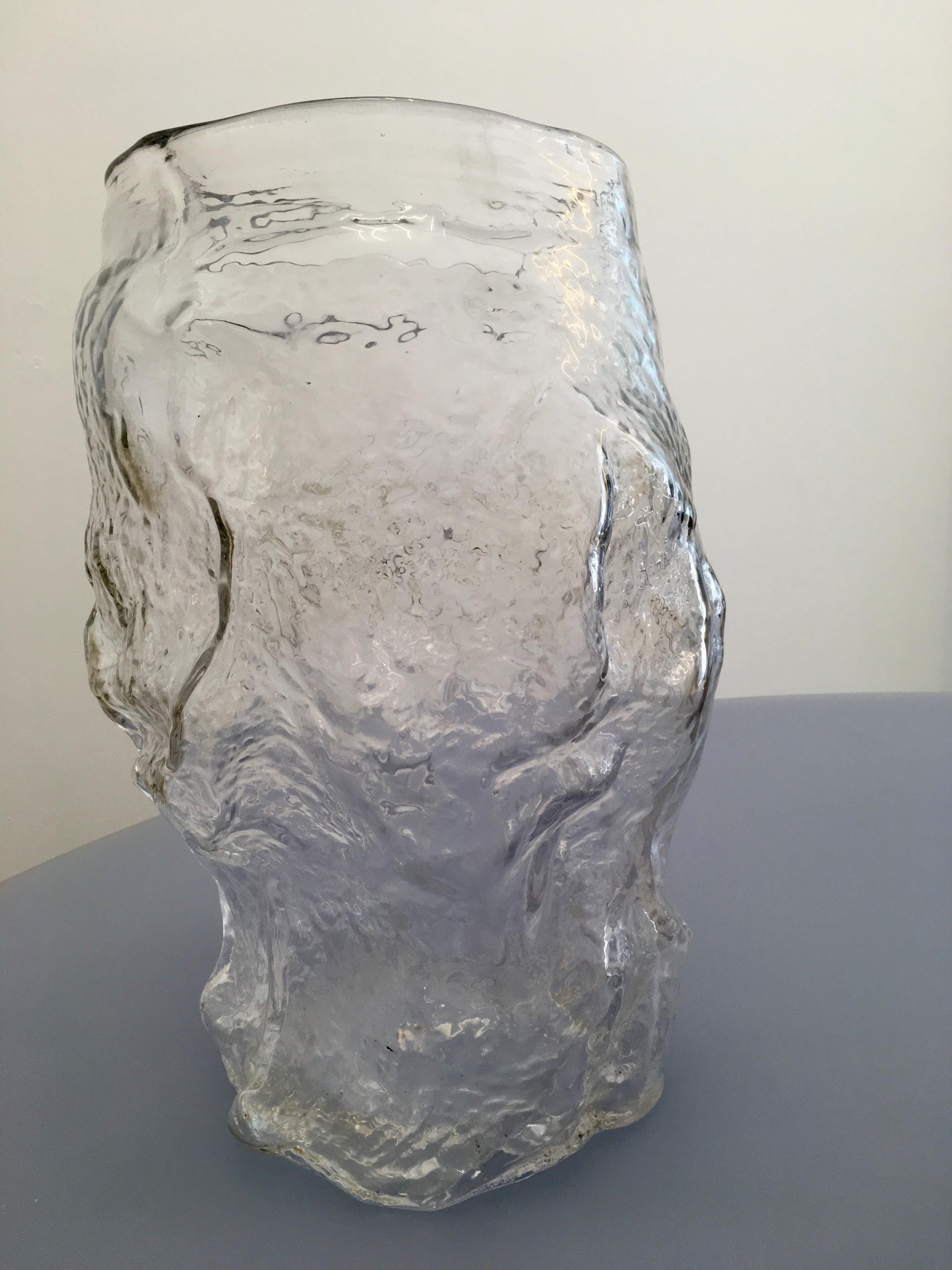 Contemporary Design Unique Glass 'Mountain' Vase by FOS - Clear For Sale 1