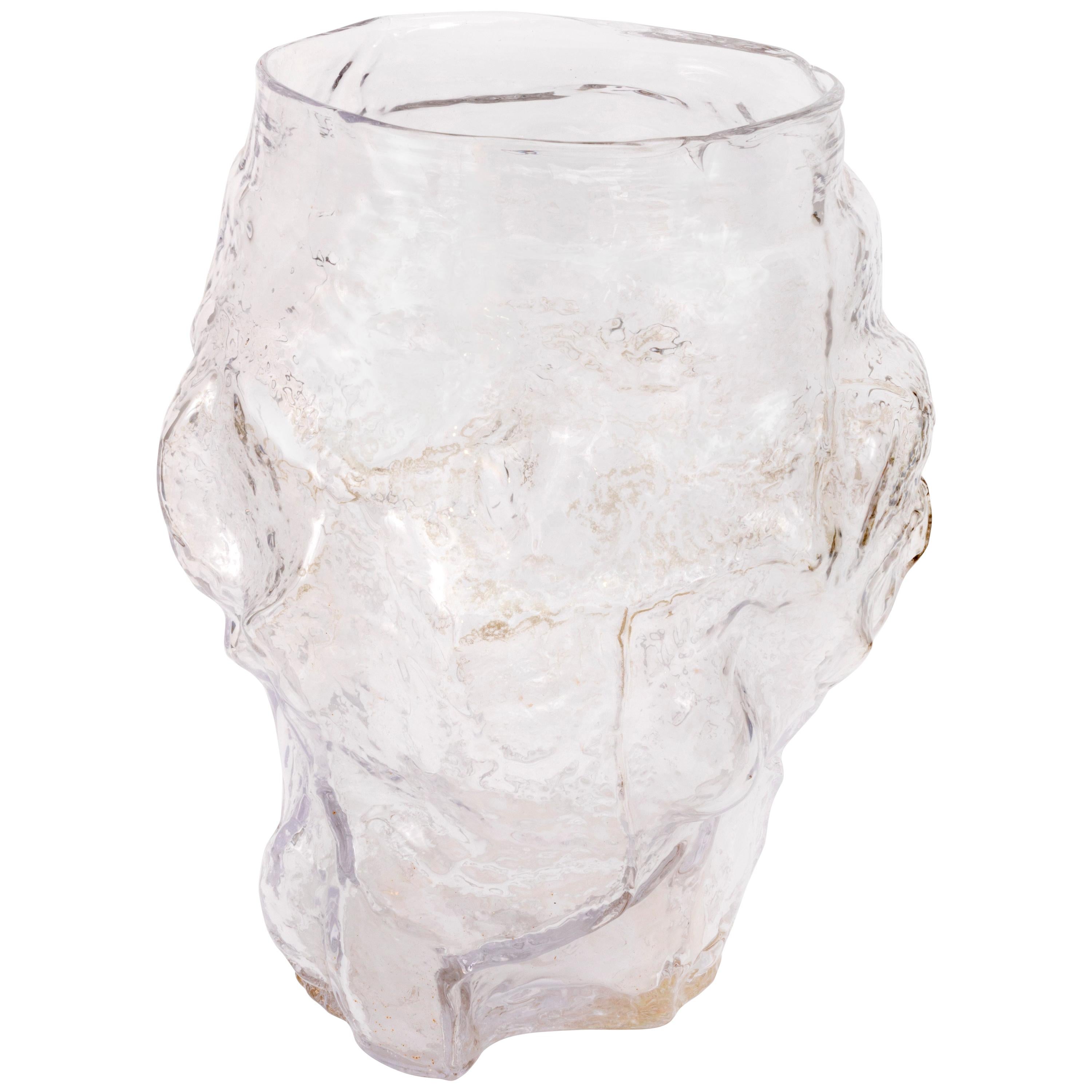 Contemporary Design Unique Glass 'Mountain' Vase by FOS - Clear For Sale