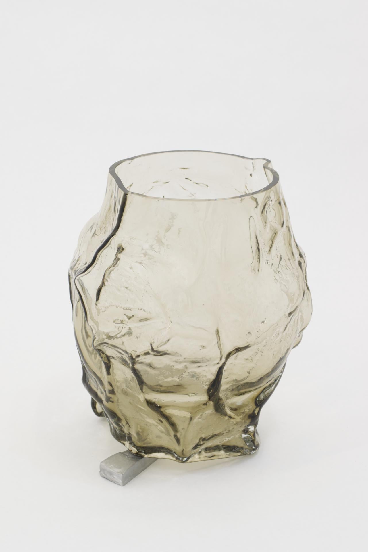 Post-Modern Contemporary Design Unique Glass 'Mountain' Vase by Fos, Olive