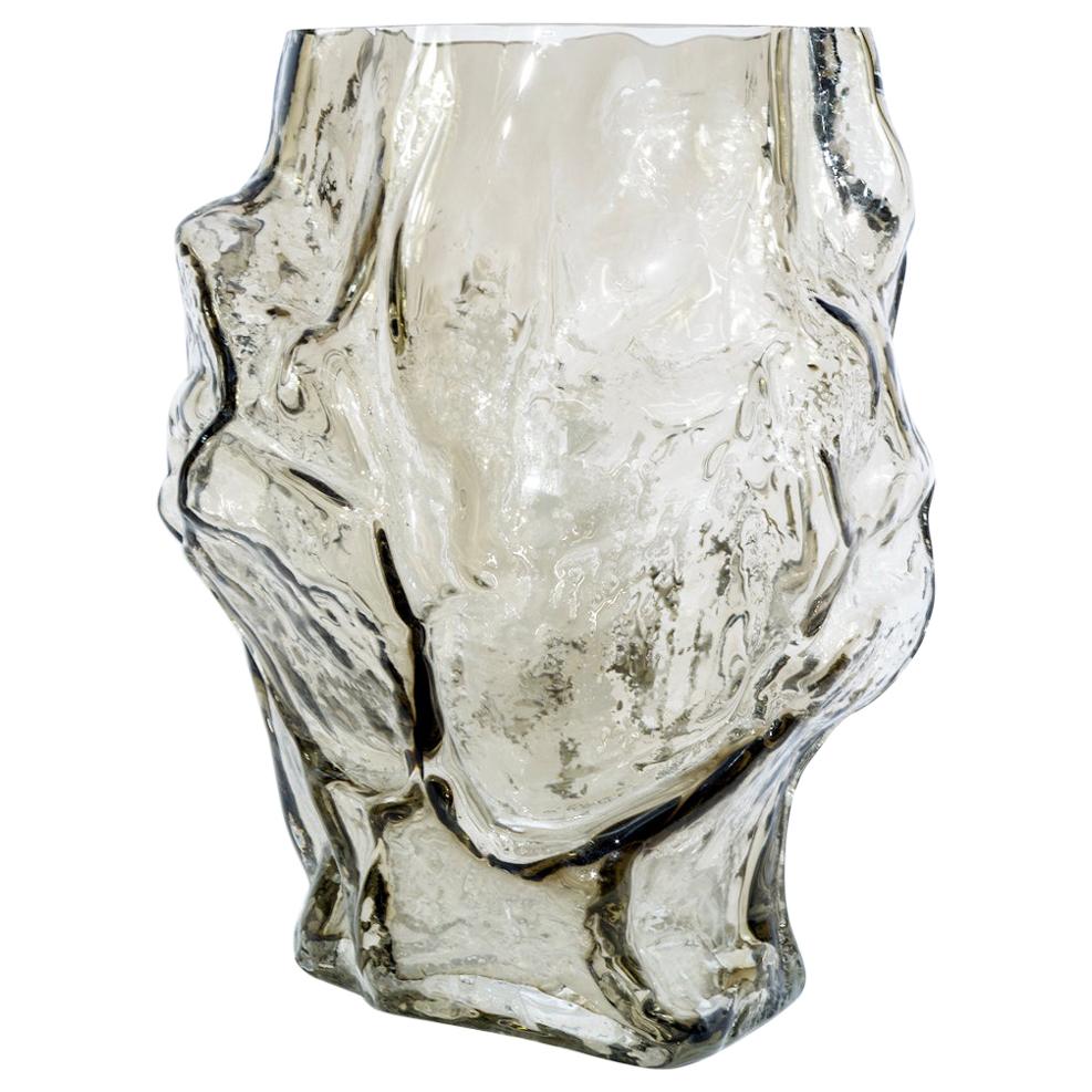 Contemporary Design Unique Glass 'Mountain' Vase by Fos, Olive