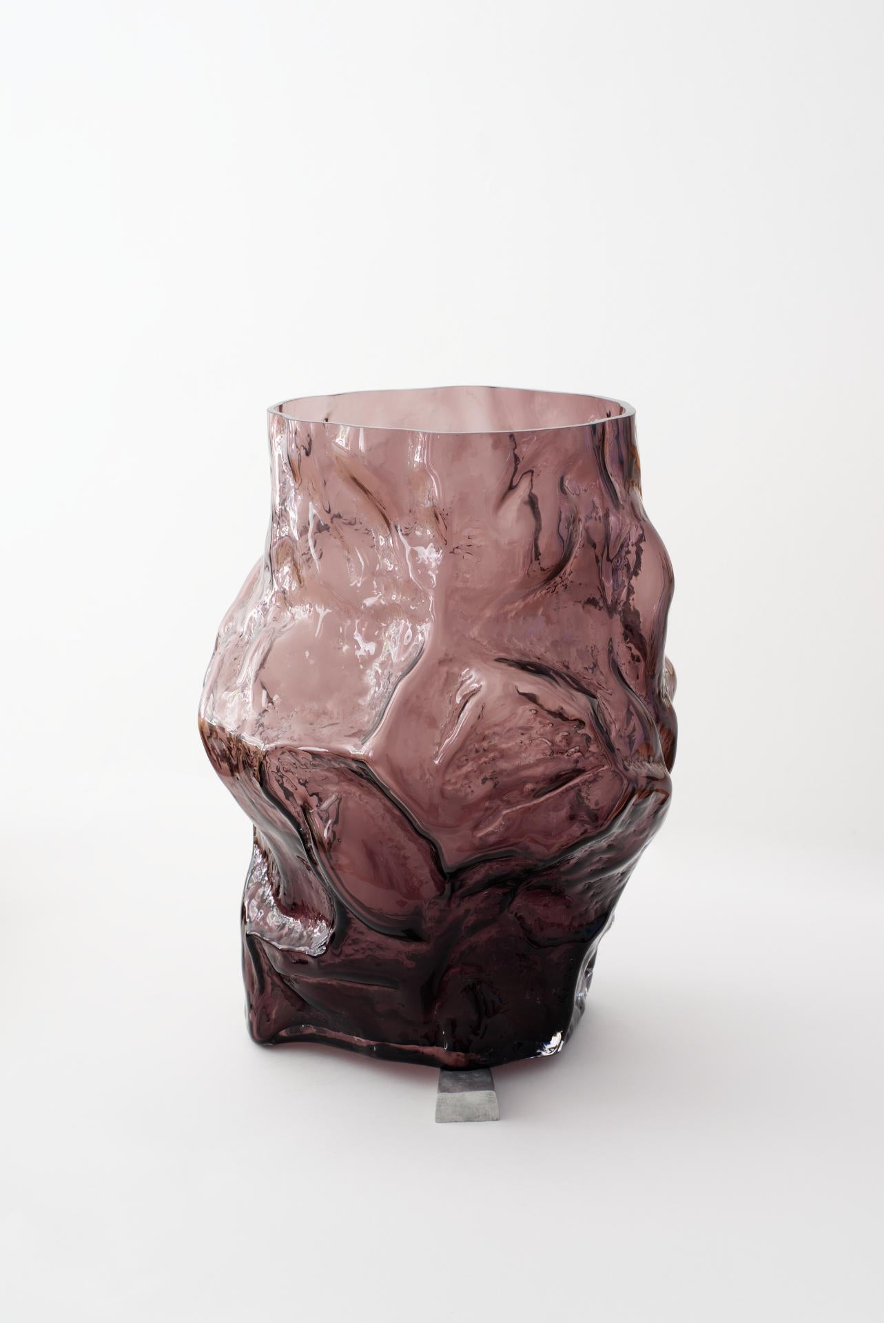 Post-Modern Contemporary Design Unique Glass 'Mountain' Vase by Fos, Purple