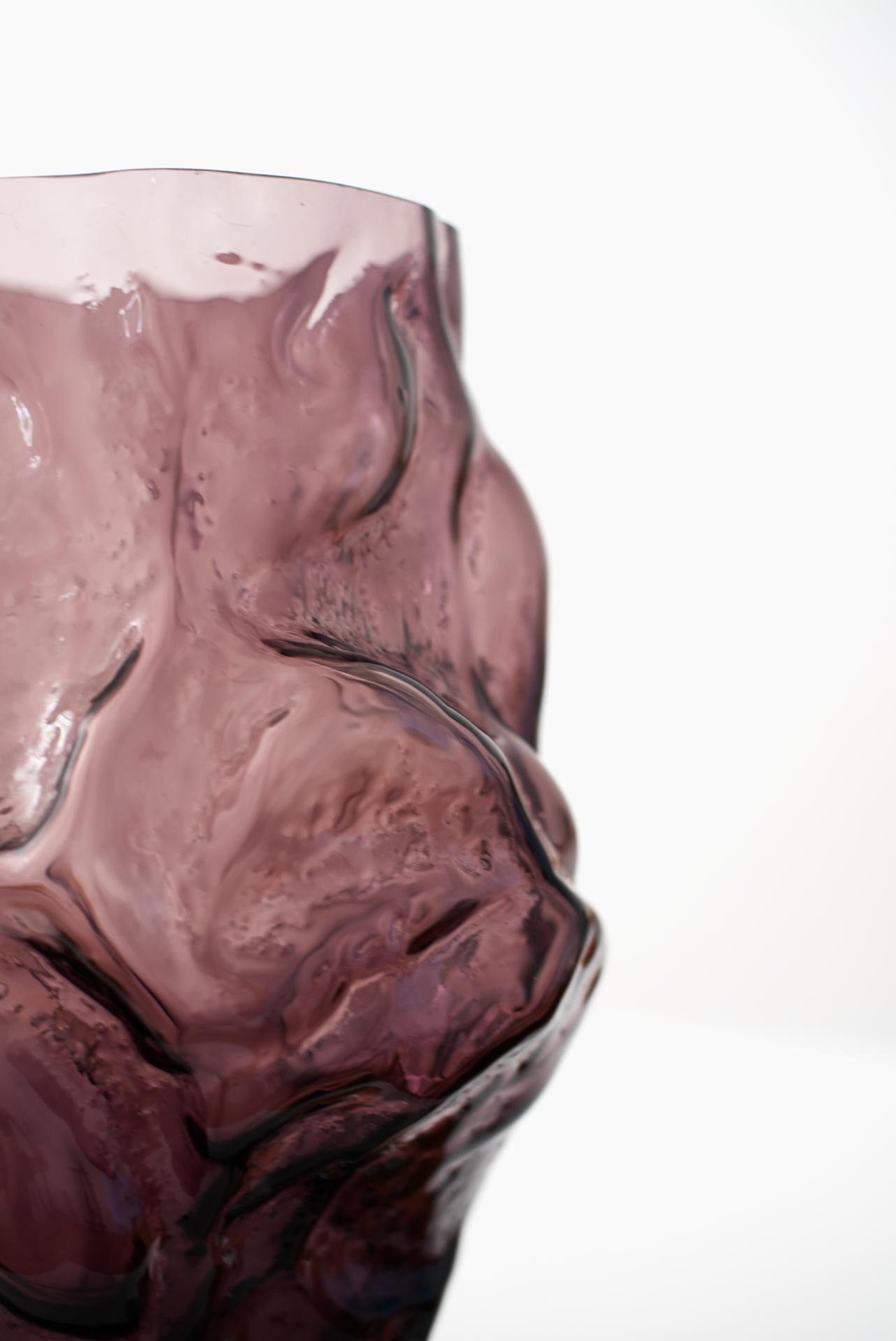 Danish Contemporary Design Unique Glass 'Mountain' Vase by Fos, Purple
