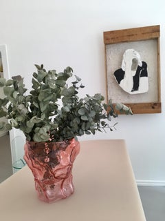 Contemporary Design Unique Glass 'Mountain' Vase by Fos, Rose