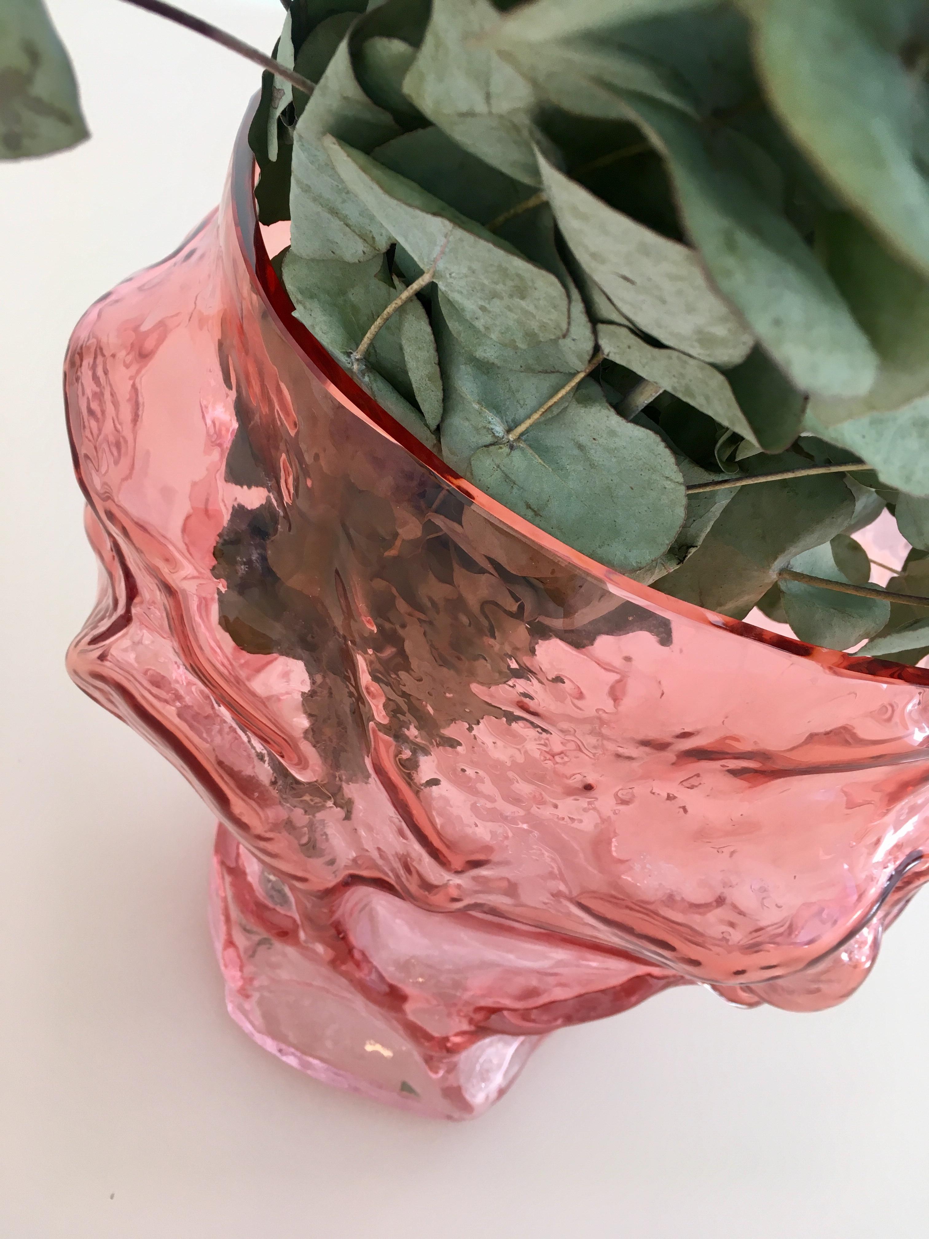 Contemporary Design Unique Glass 'Mountain' Vase by Fos, Rose In New Condition In Copenhagen, DK