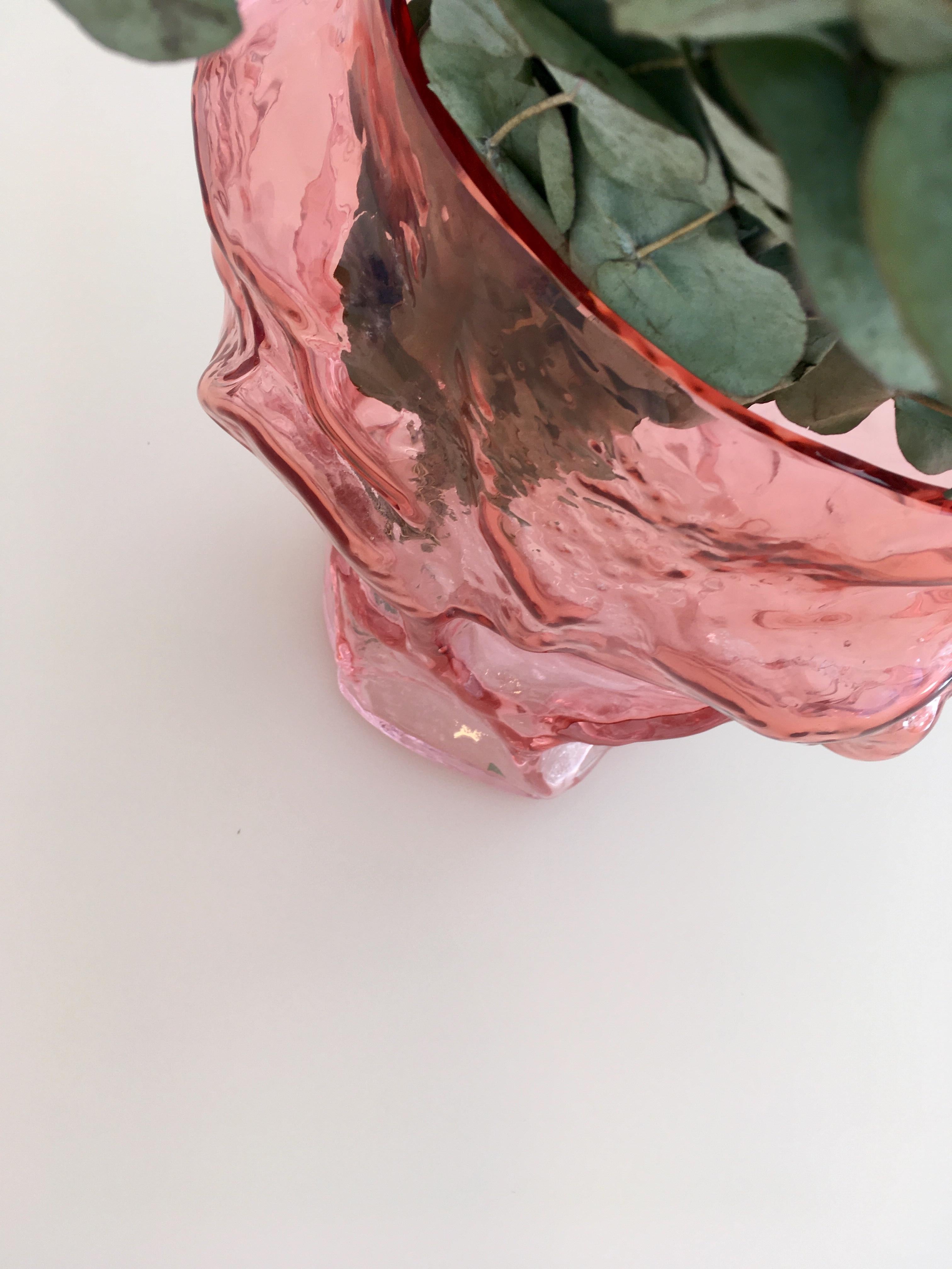 Contemporary Design Unique Glass 'Mountain' Vase by Fos, Rose 1
