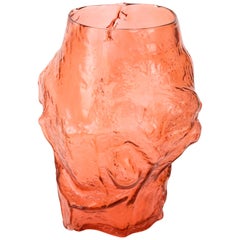 Contemporary Design Unique Glass 'Mountain' Vase by Fos, Ruby