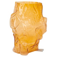 Contemporary Design Unique Glass 'Mountain' Vase by FOS - Yellow
