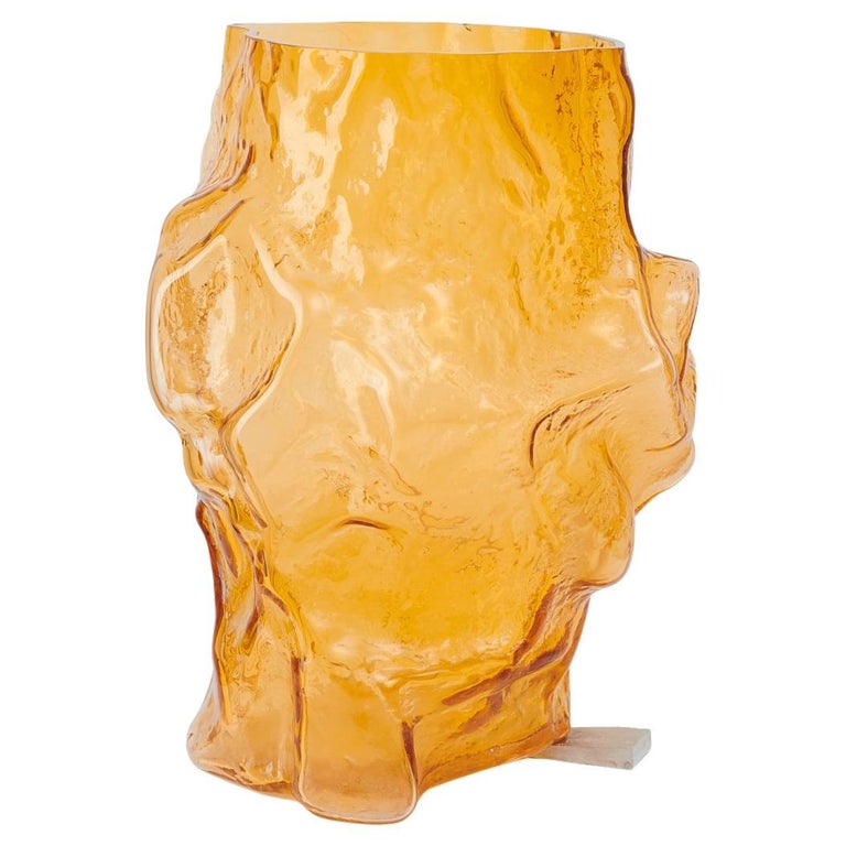 FOS Mountain glass vase in yellow, new