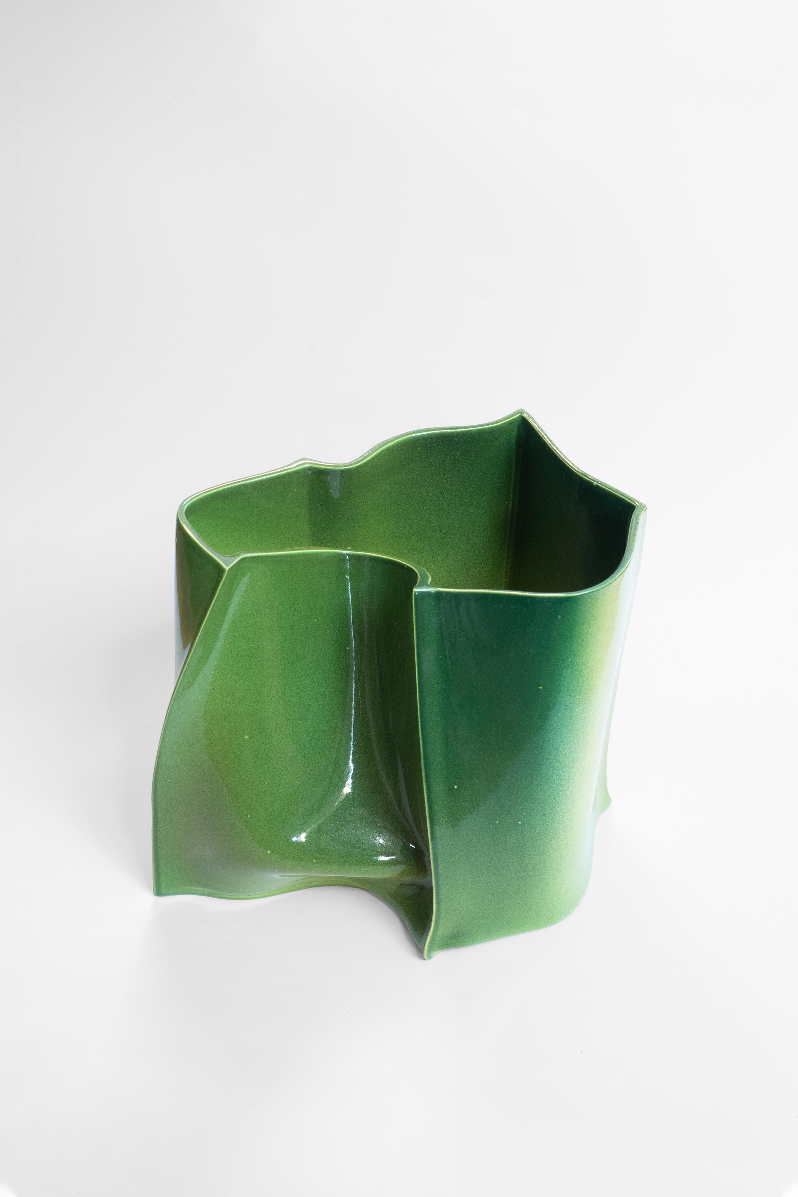 Contemporary Design Unique Glass 'Mountain' Vase by Fos, Butterscotch