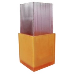 Contemporary Design Vase in Resin Glass Handcrafted Orange and Pink Color