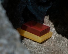 Contemporary Design Vase in Resin Glass Handcrafted Yellow and Red Color