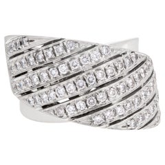 Vintage Contemporary Design Wide "Crisscross" Ring with 1.50 Carat Pave Diamonds Set