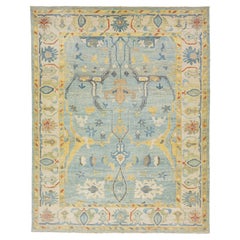 Contemporary Designed Sultanabad Oversize Wollteppich In Blau