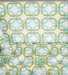 Contemporary Designer Acrylic Leg Settee with Button Tufted Seat and Tight Back