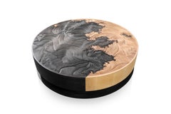 Zeitgenössischer Designer-Couchtisch aus hellem und dunklem Massivholz