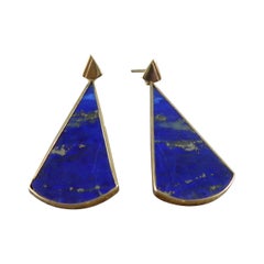 Contemporary Designer Drop Earrings with Lapis Lazuli
