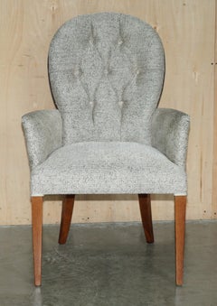 CONTEMPORARY DESIGNER GREY UPHOLSTERED CARVER ARMCHAiR VERY COMFORTABLE