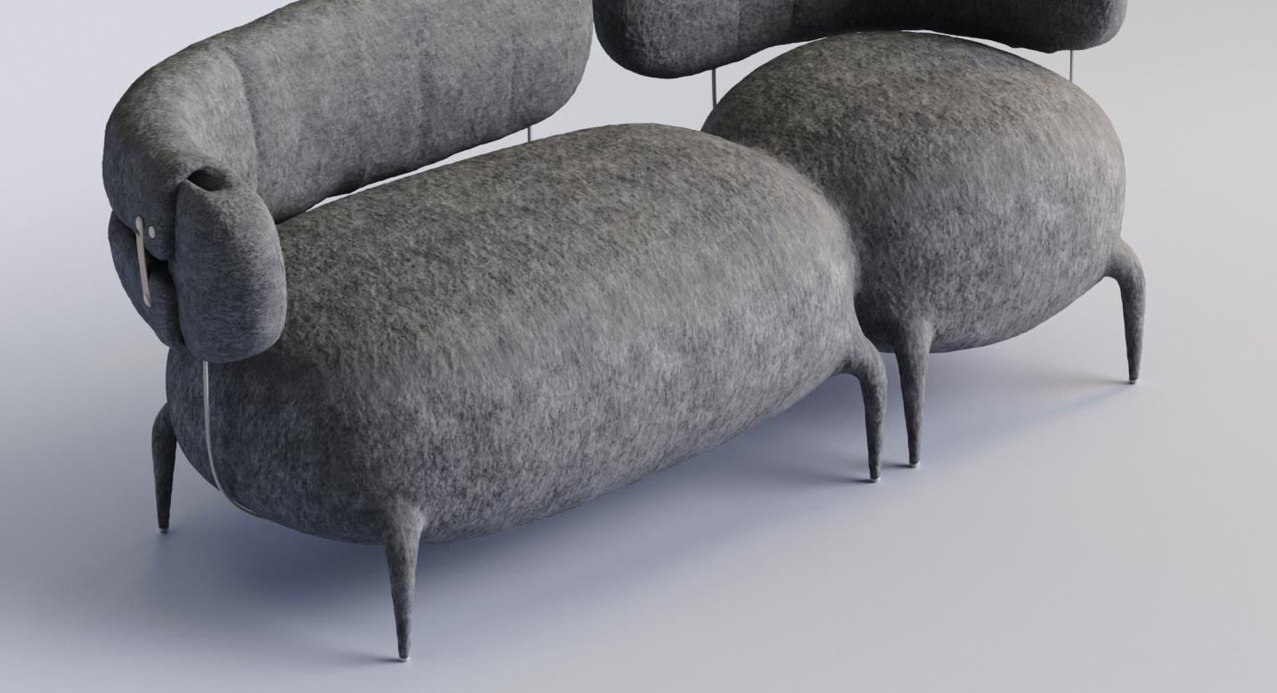XXIe siècle et contemporain Canapé contemporain en bois et feutre à édition limitée Lymphosofa de Taras Yoom en vente