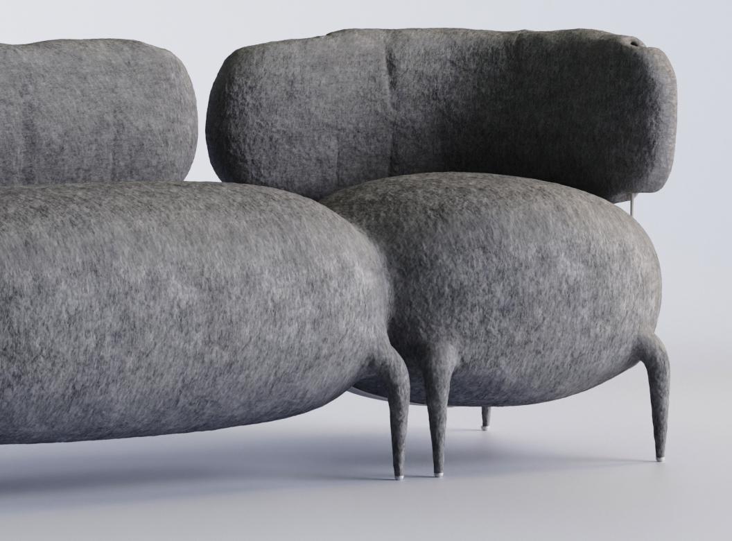 Métal Canapé contemporain en bois et feutre à édition limitée Lymphosofa de Taras Yoom en vente