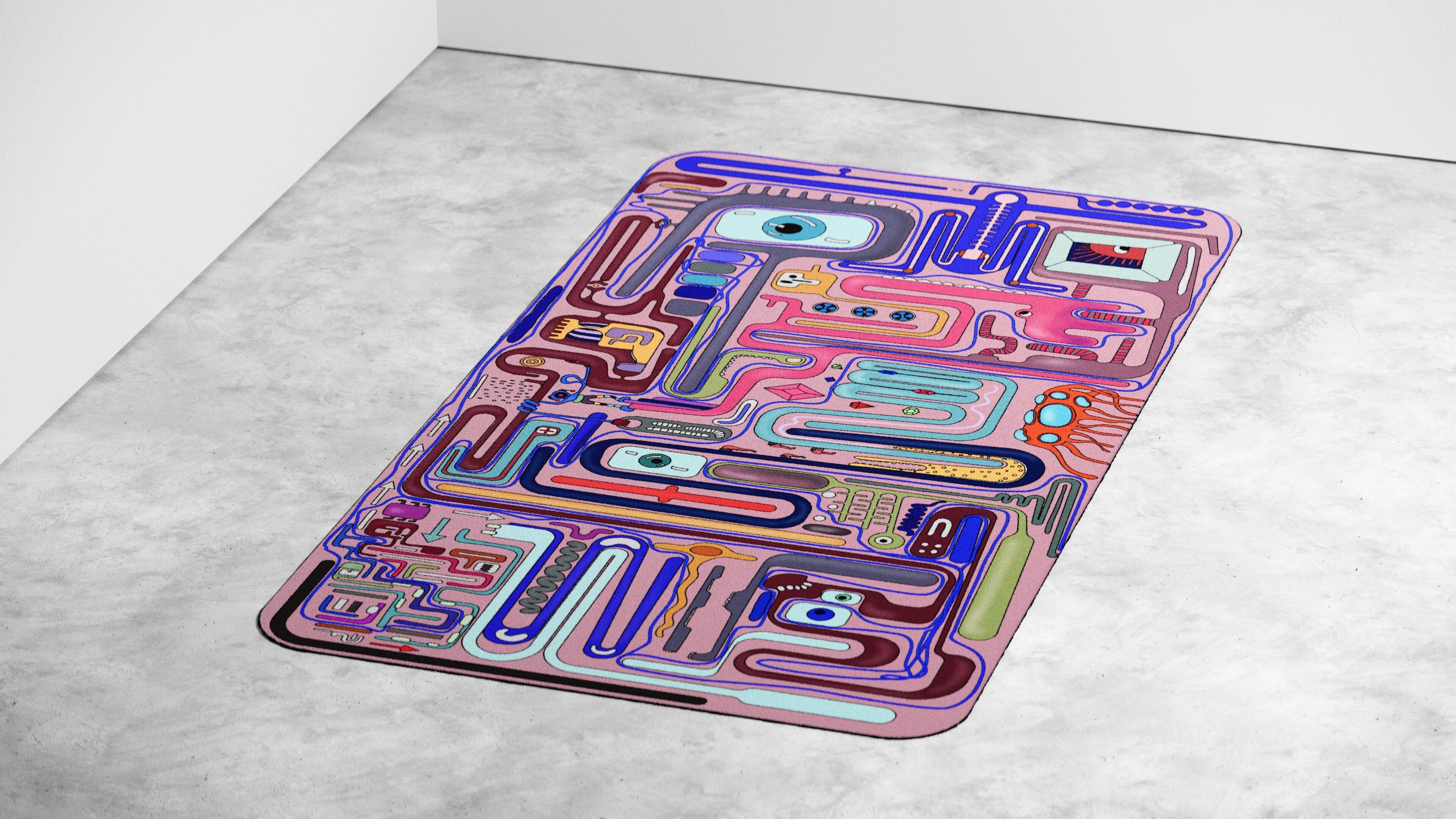 Thaïlandais Tapis de laine contemporain à édition limitée Find Your Way by Taras Yoom en vente