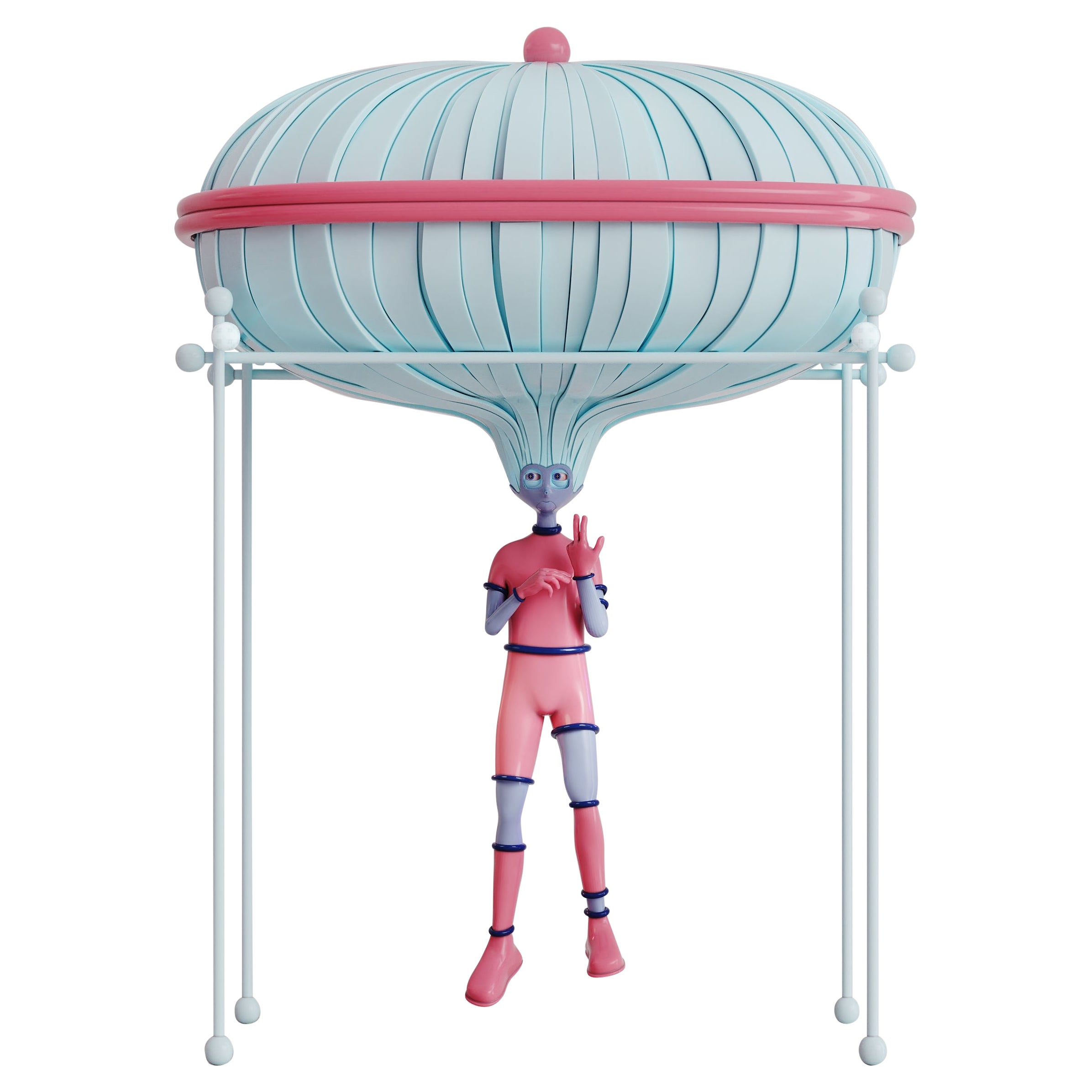 Boîte à bijoux contemporaine design rose et bleue Curiosity Box by Taras Yoom en vente