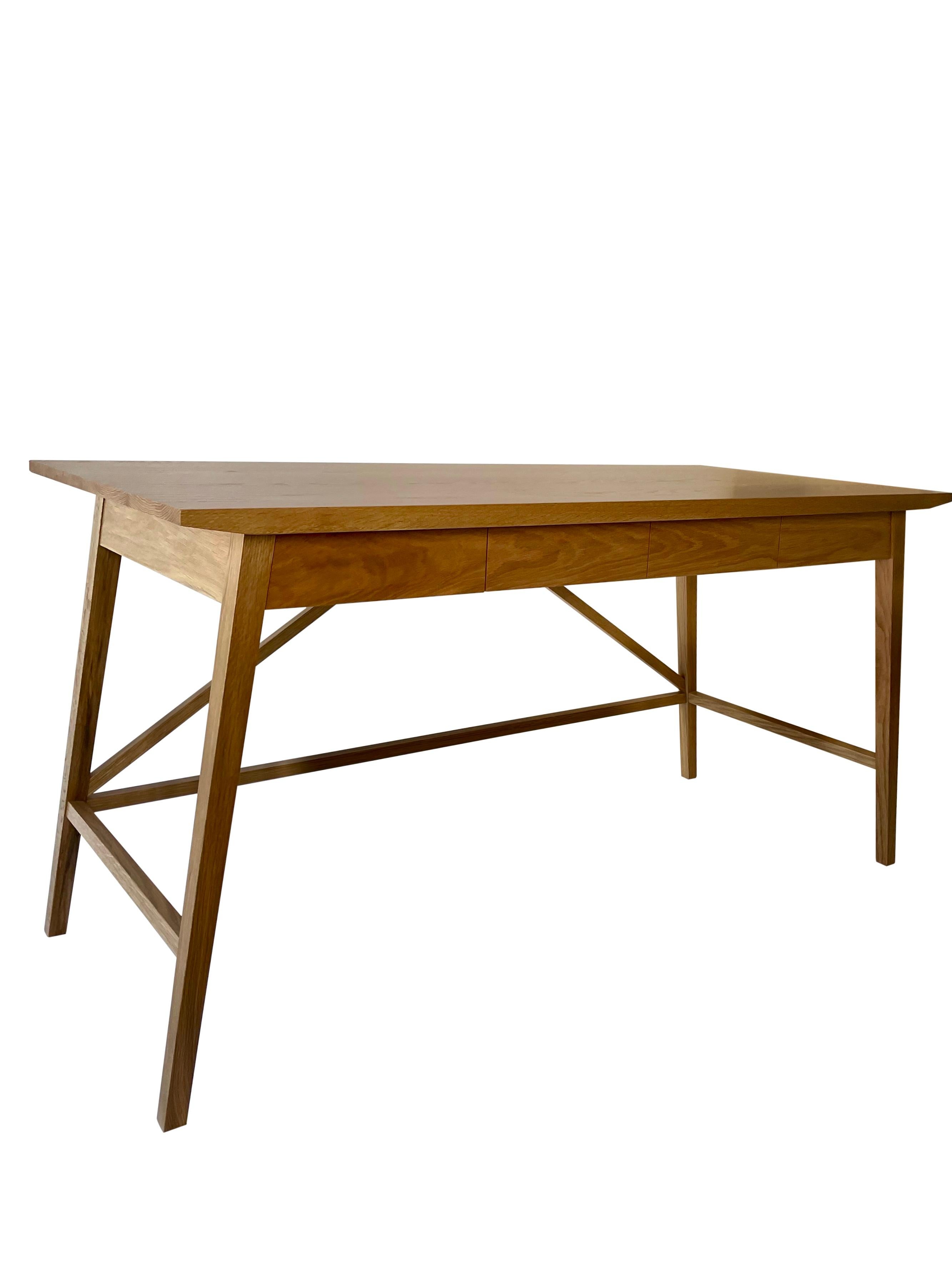 Mid-Century Modern Contemporary Desk in White Oak with Pencil Drawers by Boyd & Allister For Sale