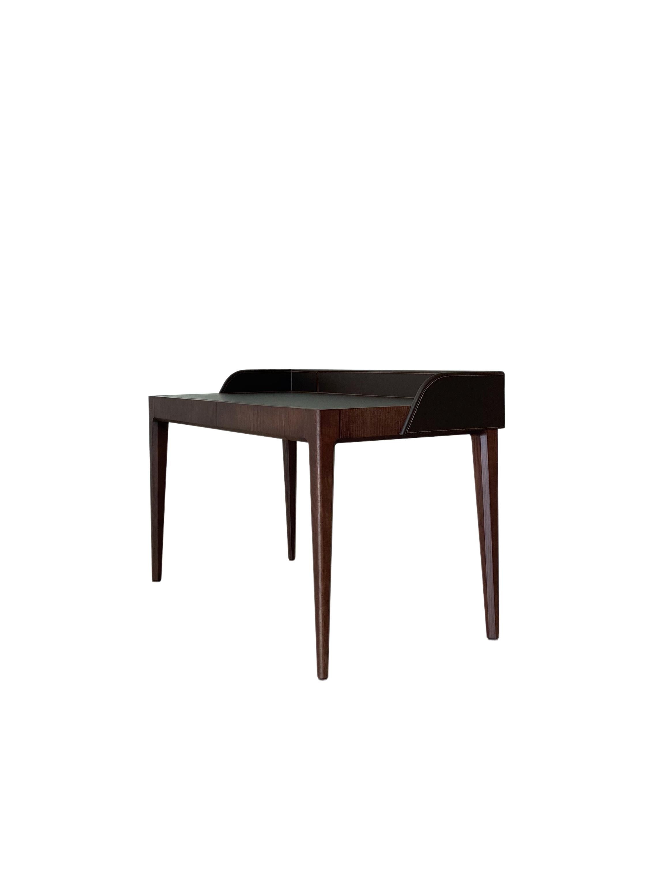 Contemporary Desk Made of Ashwood with Leather Flapping Top, by Morelato 5